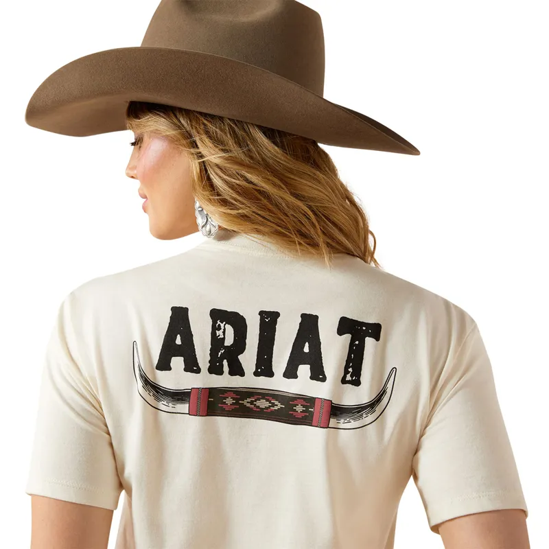 Ariat Bull Horns Womens Tee - Natural-4