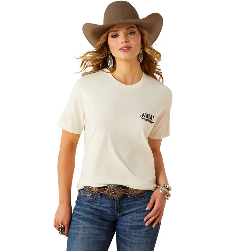 Ariat Bull Horns Womens Tee - Natural-2