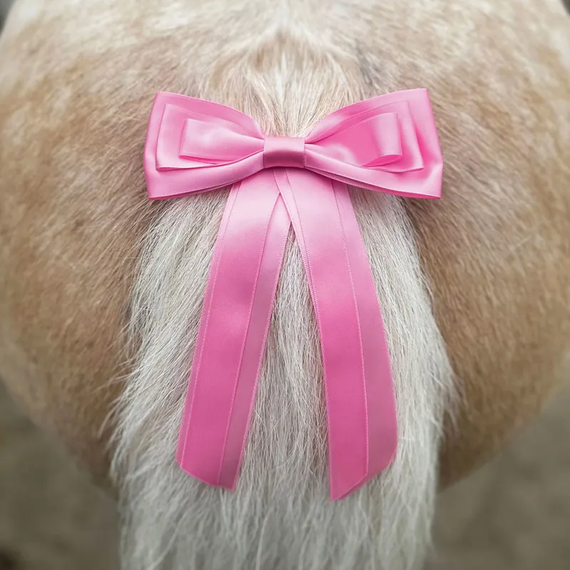 Equetech Horse Warning Competition Tail Ribbon - Pink-1