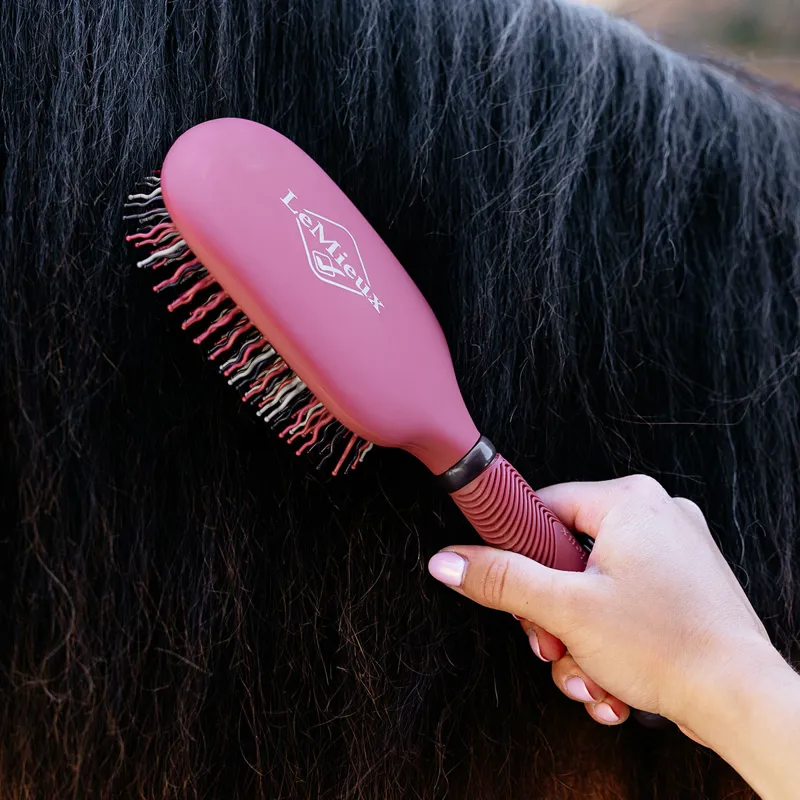 LeMieux Tangle Tidy Plus Mane and Tail Brush - Cranberry-2