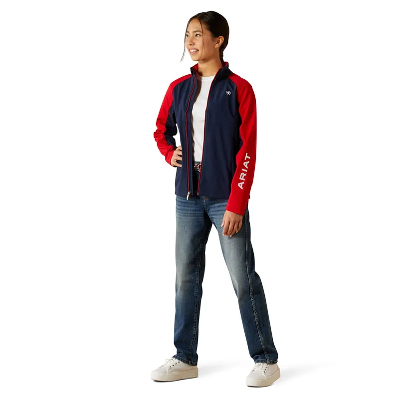 Ariat Team EQ Junior Full Zip Jacket - Navy/Red-4