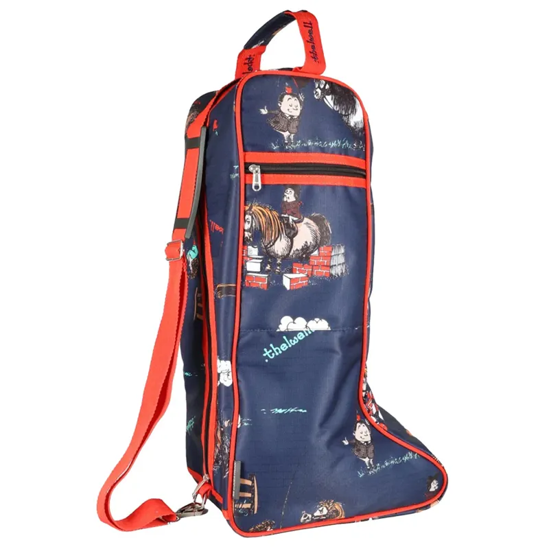 Hy Equestrian Thelwell Practice Makes Perfect Boot Bag - Navy/Red