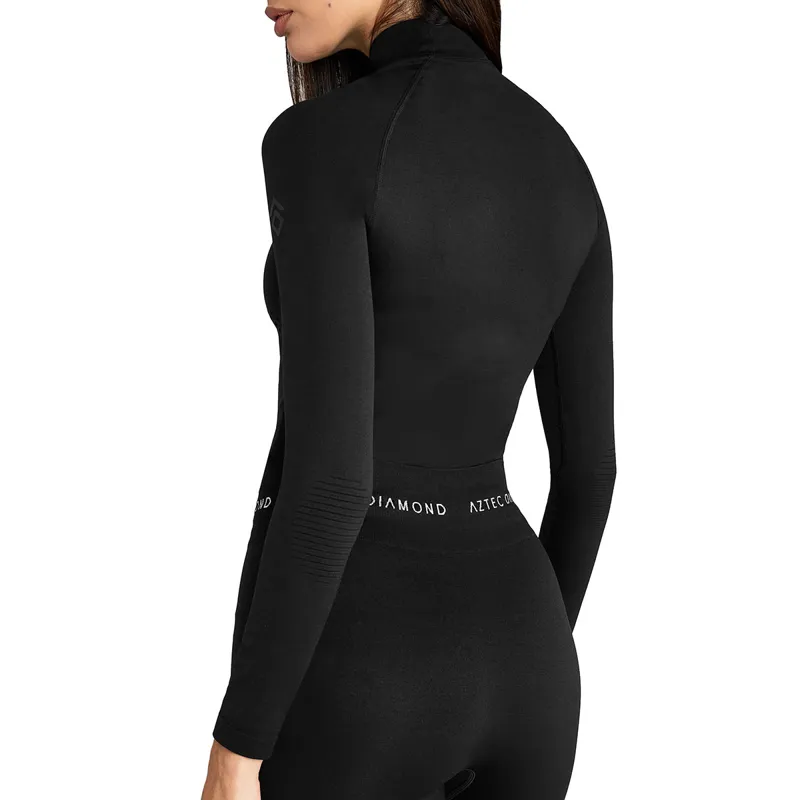 Aztec Diamond Thermal 3D Knit Womens Long Sleeve Top - Black-6