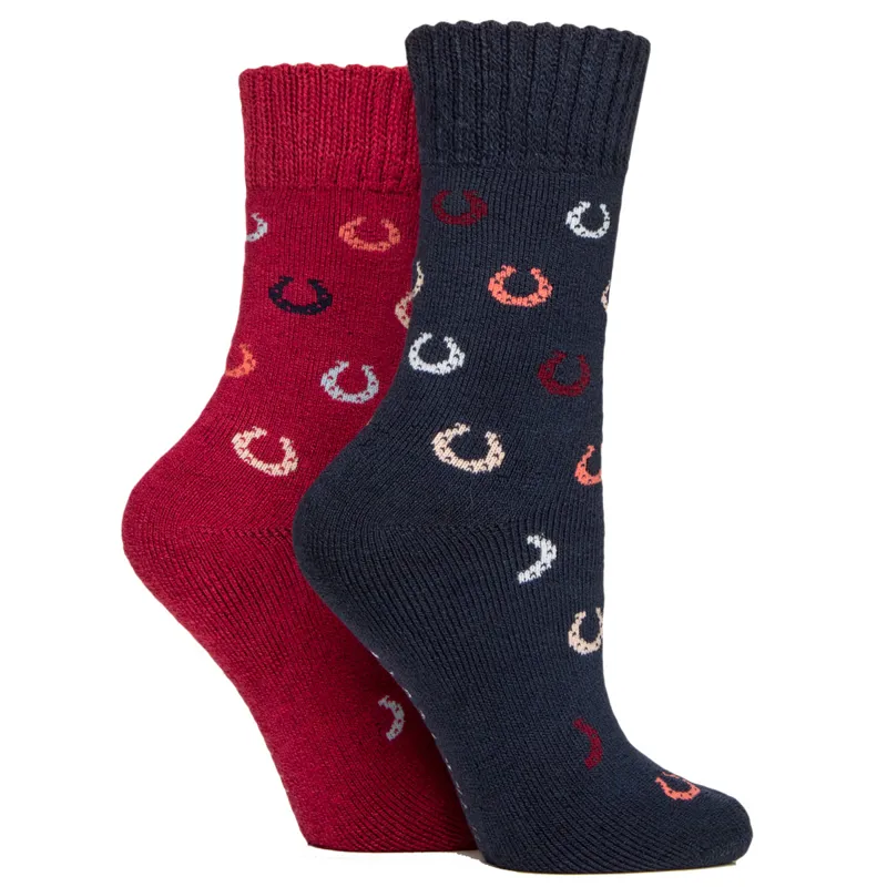 Sockshop Wild Feet Ladies Thermal Crew Socks 2 Pack - Horseshoe 