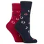 Sockshop Wild Feet Ladies Thermal Crew Socks 2 Pack - Horseshoe 