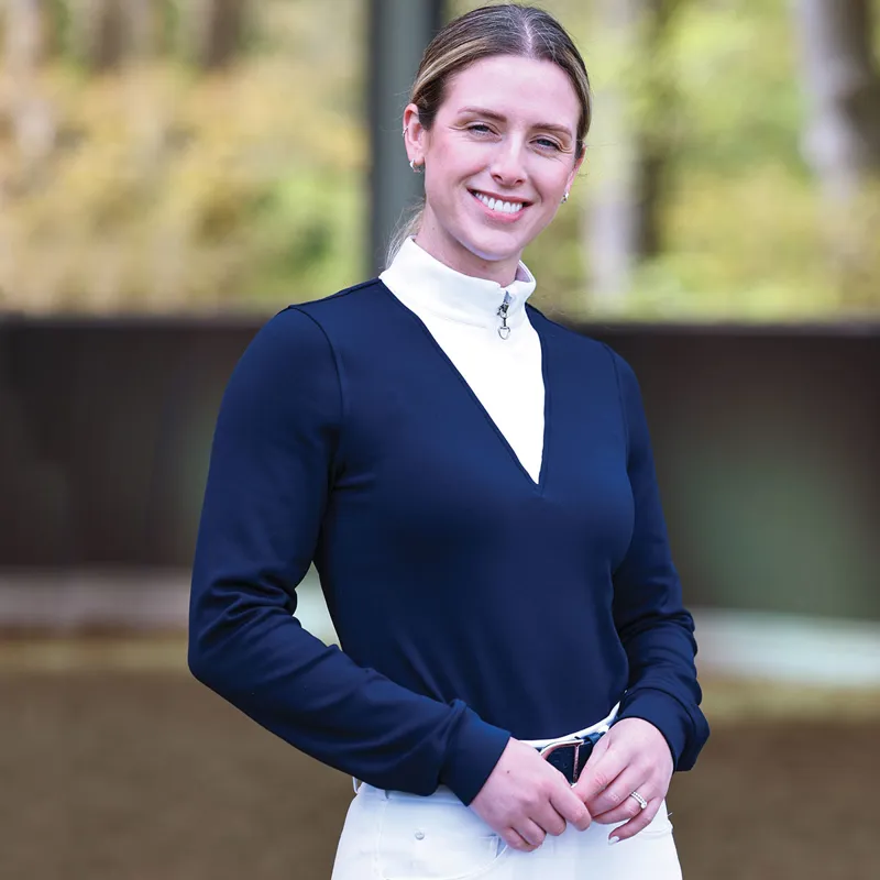 Equetech Thermal Ladies Stock Competition Shirt - Navy/White-1