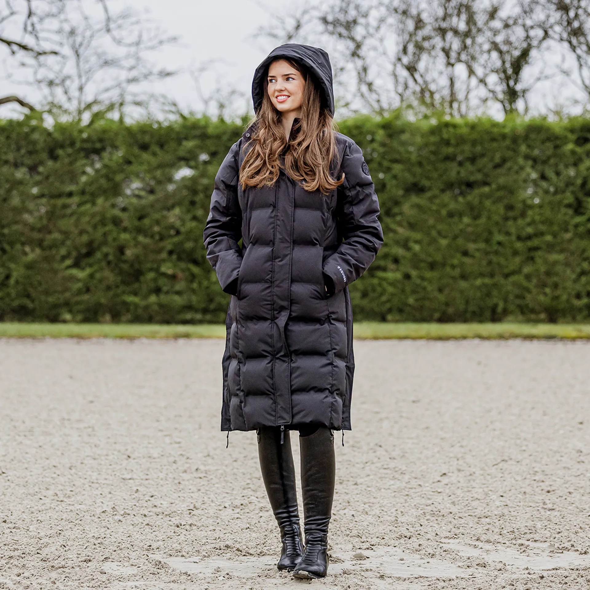 Equidry Thora Womens Waterproof Long Puffer Jacket Black