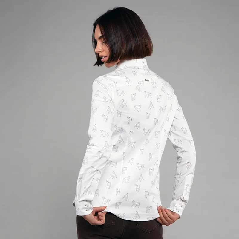 Toggi Eaton Ladies Stretch Shirt - Winter White/Horse Print-2
