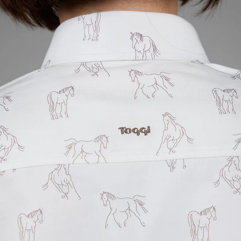 Toggi Eaton Ladies Stretch Shirt - Winter White/Horse Print-6
