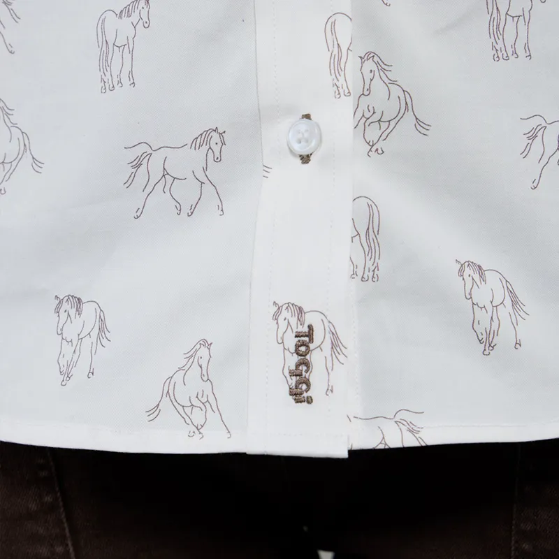Toggi Eaton Ladies Stretch Shirt - Winter White/Horse Print-7