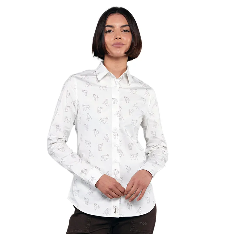 Toggi Eaton Ladies Stretch Shirt - Winter White/Horse Print-1