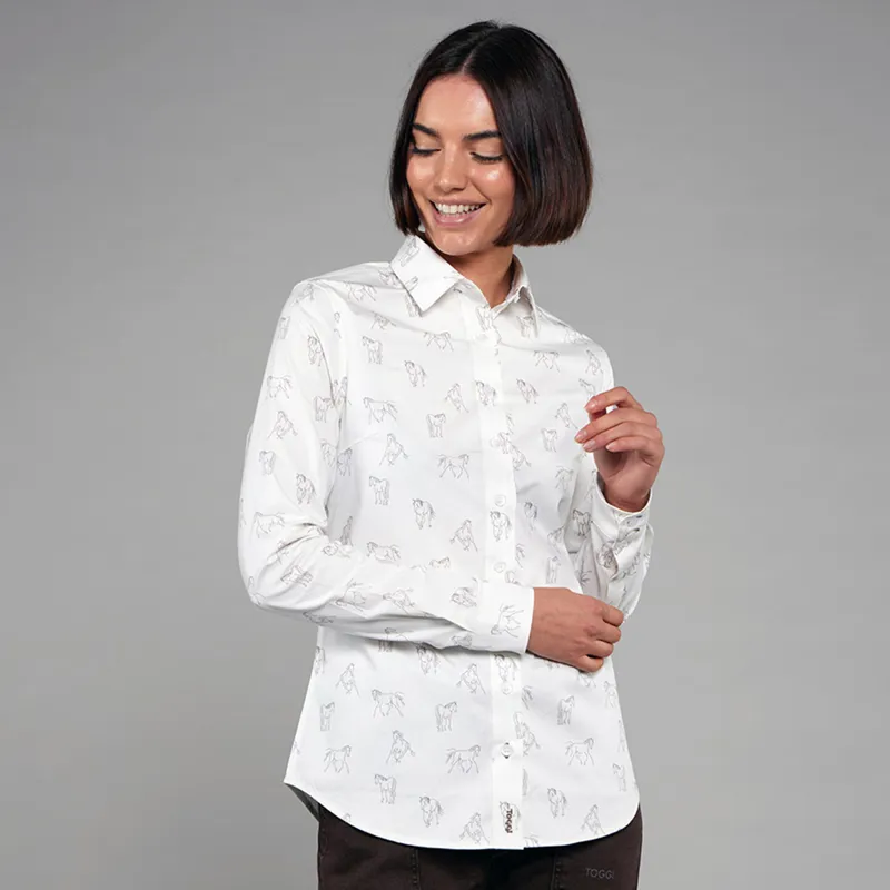 Toggi Eaton Ladies Stretch Shirt - Winter White/Horse Print-3