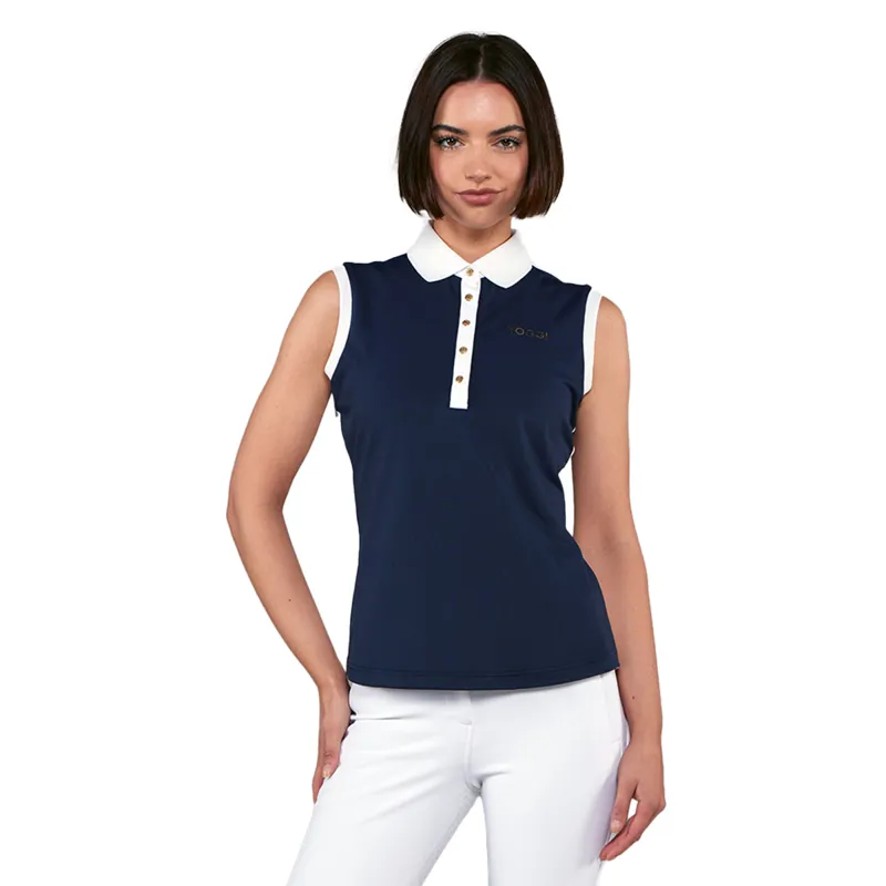Toggi Haymarket Ladies Sleeveless Polo Shirt - Navy/White