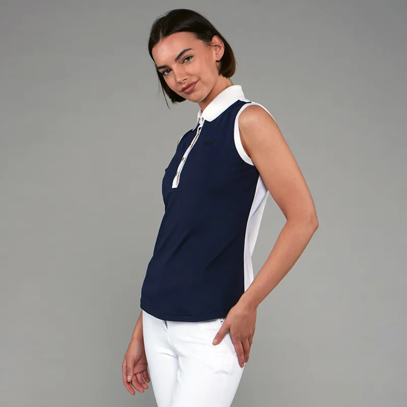 Toggi Haymarket Ladies Sleeveless Polo Shirt - Navy/White-4