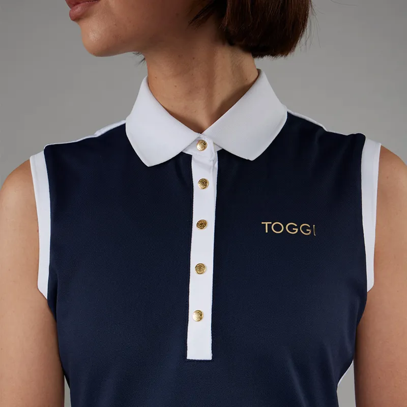 Toggi Haymarket Ladies Sleeveless Polo Shirt - Navy/White-6
