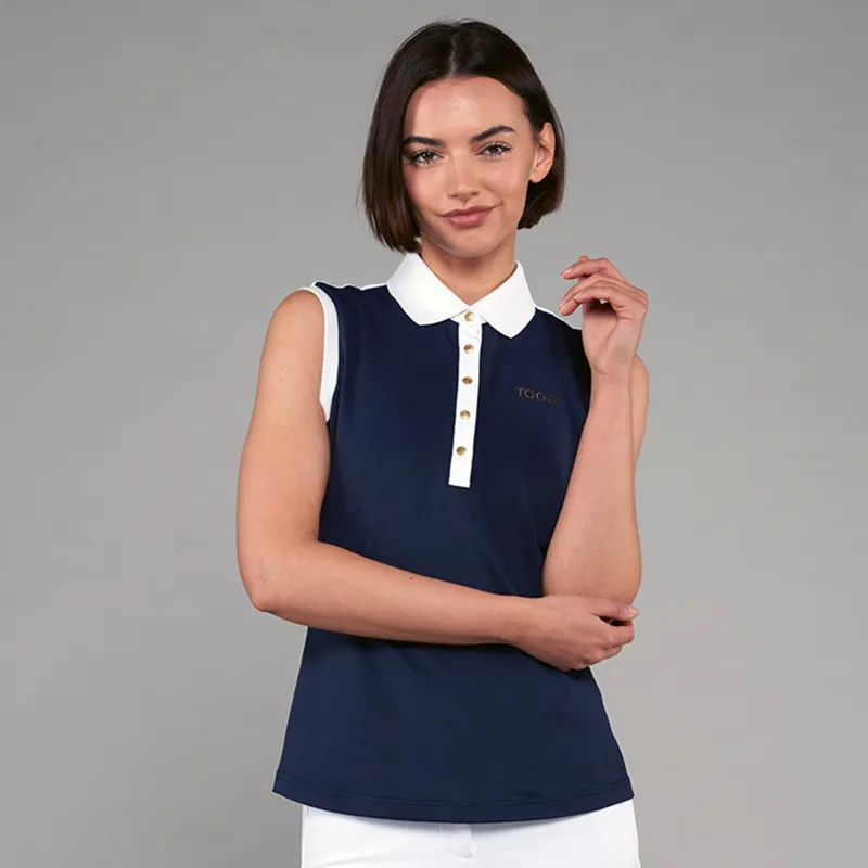 Toggi Haymarket Ladies Sleeveless Polo Shirt - Navy/White-7
