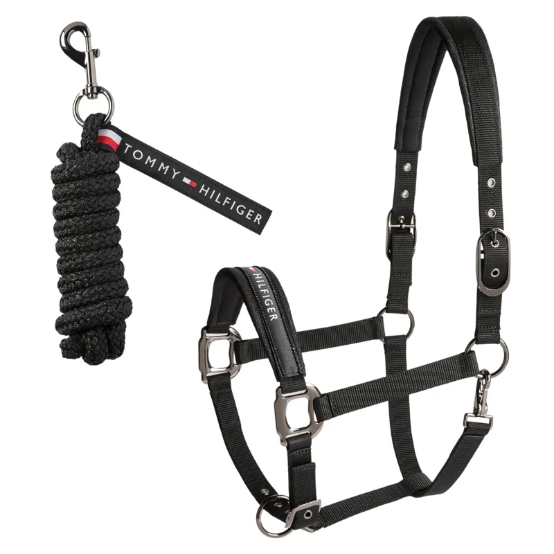 Tommy Hilfiger Yale Shine Headcollar and Leadrope Set - Black Pre-Order