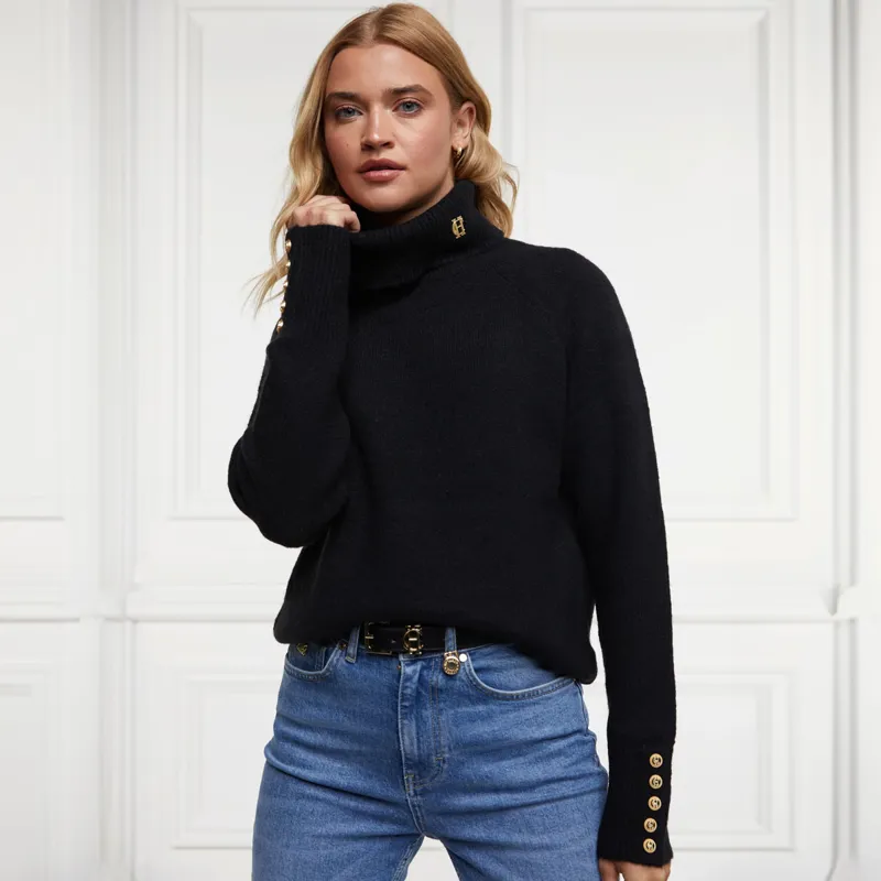 Holland Cooper Tori Roll Neck Knit Ladies Jumper - Black