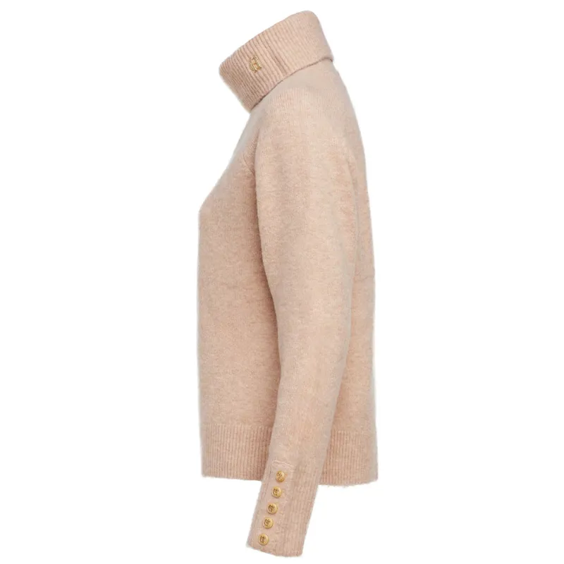 Holland Cooper Tori Roll Neck Knit Ladies Jumper - Light Camel-6