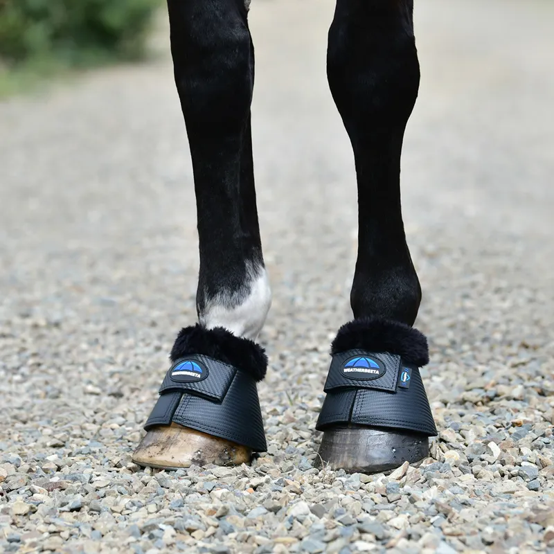 Weatherbeeta Tough-Tec Fleece Trim Overreach Boots - Black-1