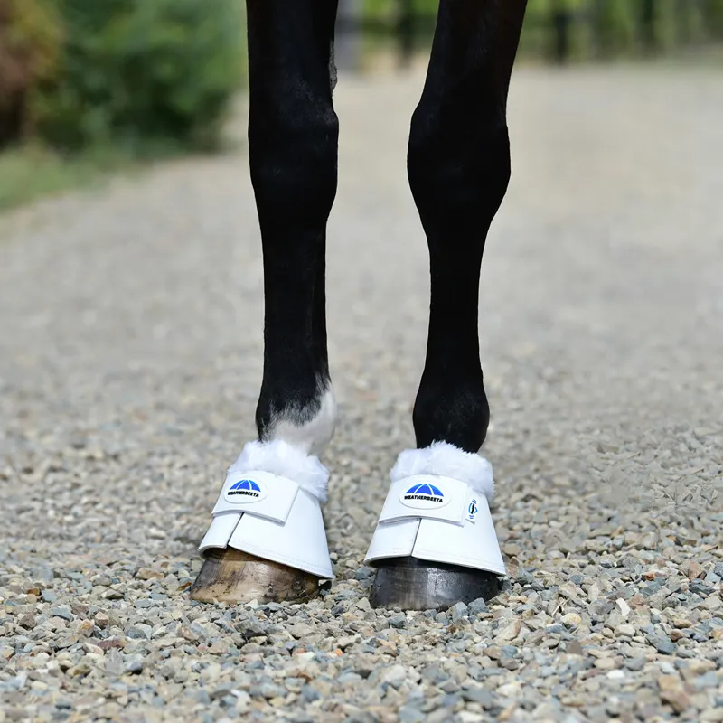 Weatherbeeta Tough-Tec Fleece Trim Overreach Boots - White-1