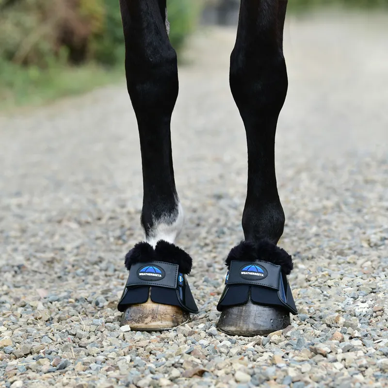 Weatherbeeta Tough-Tec Impact Fleece Trim Overreach Boots - Black-1