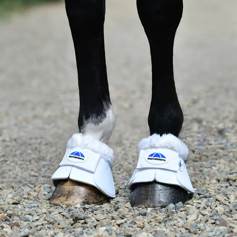 Weatherbeeta Tough-Tec Impact Fleece Trim Overreach Boots - White-1