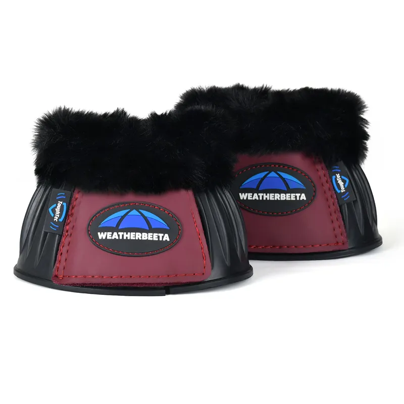 Weatherbeeta Tough-Tec Prime Fleece Overreach Boots - Black/Burgundy-5