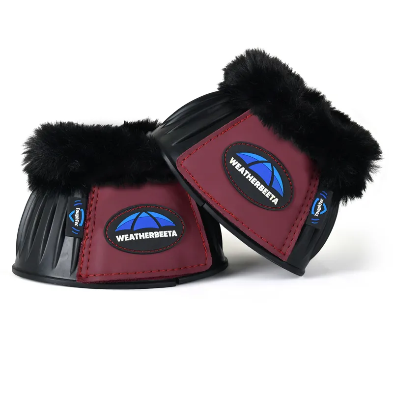 Weatherbeeta Tough-Tec Prime Fleece Overreach Boots - Black/Burgundy