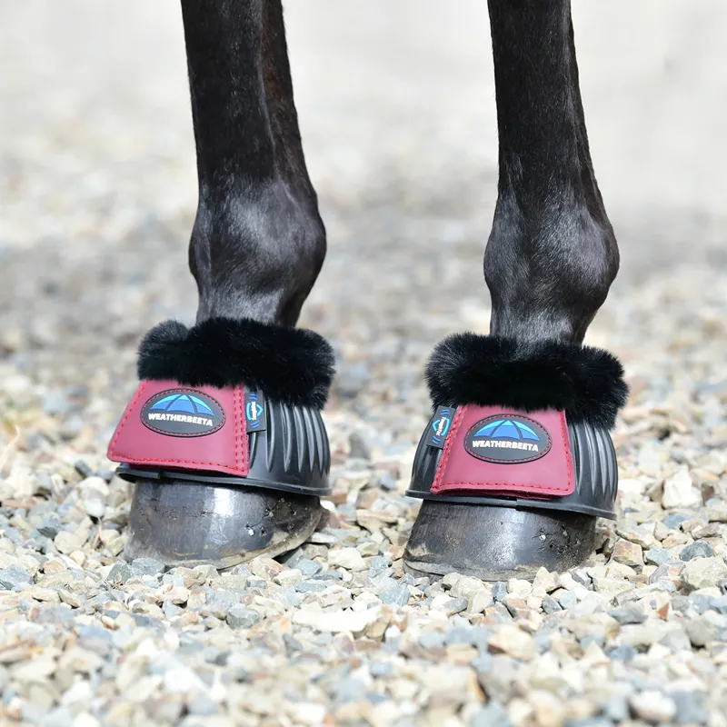 Weatherbeeta Tough-Tec Prime Fleece Overreach Boots - Black/Burgundy-1