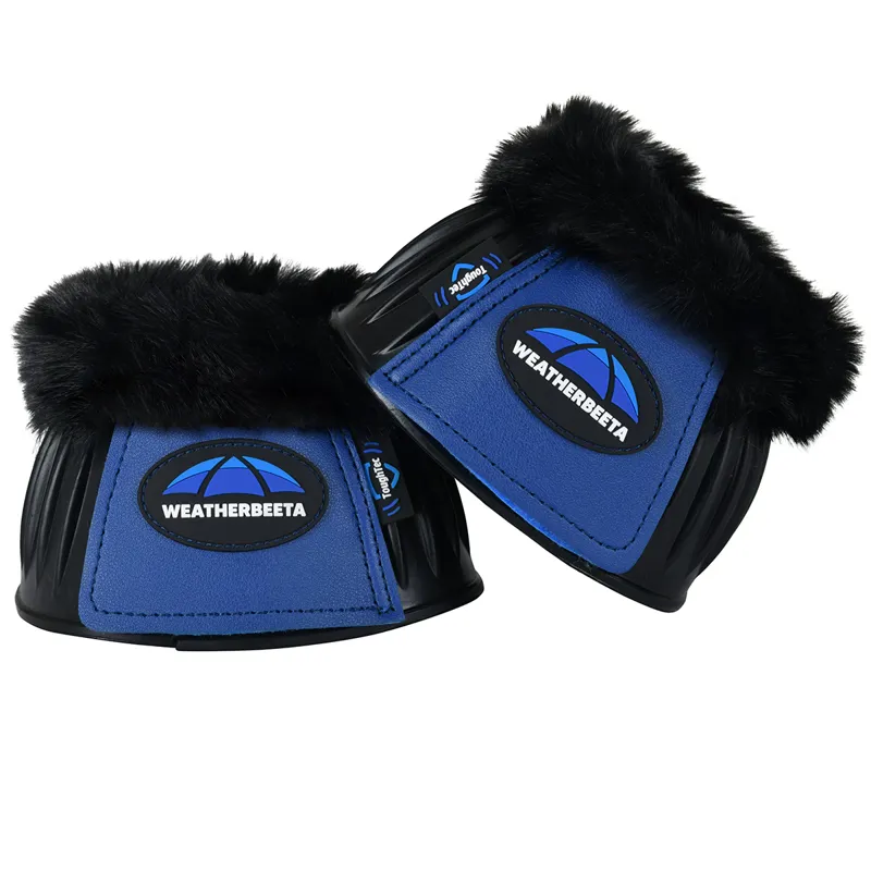 Weatherbeeta Tough-Tec Prime Fleece Overreach Boots - Black/Cobalt