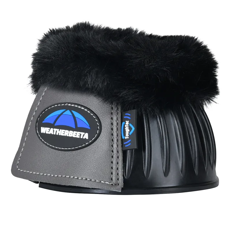 Weatherbeeta Tough-Tec Prime Fleece Overreach Boots - Black/Grey-4