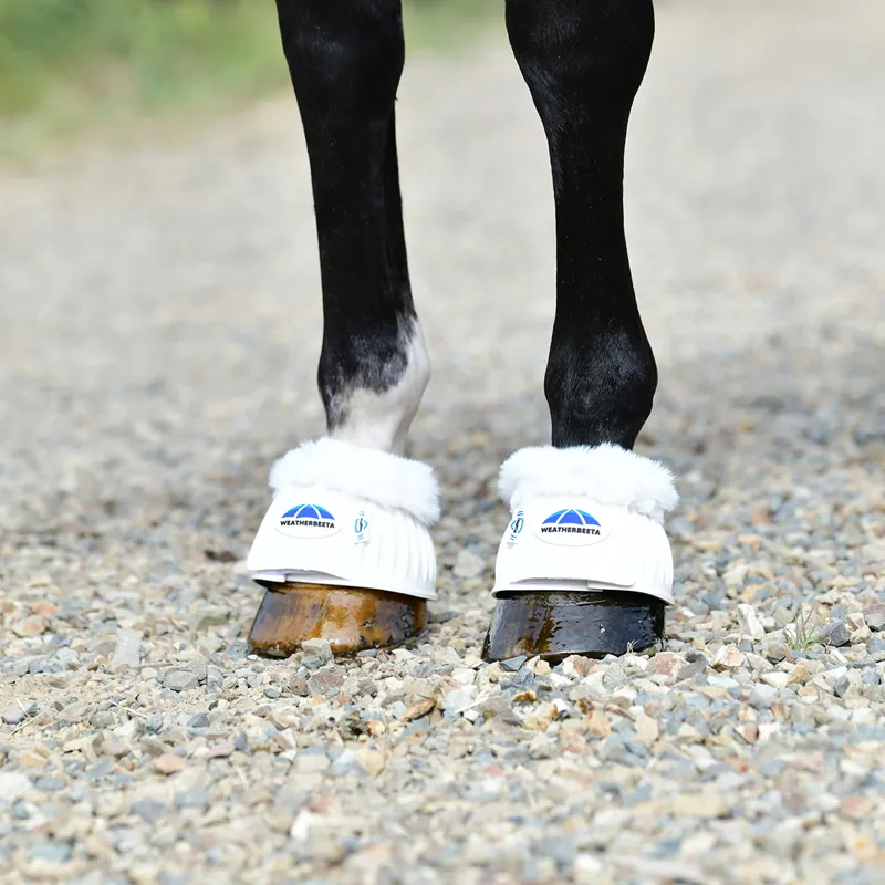 Weatherbeeta Tough-Tec Prime Fleece Overreach Boots - White/White-2