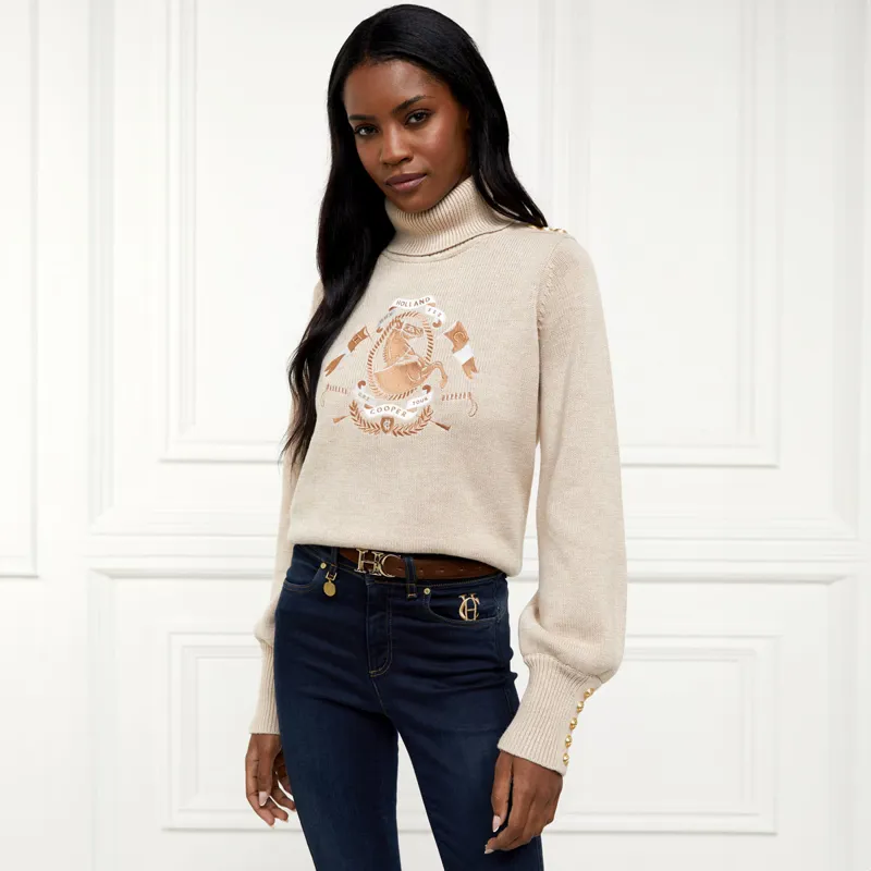 Holland Cooper Tour Roll Neck Knit Ladies Jumper - Camel-5