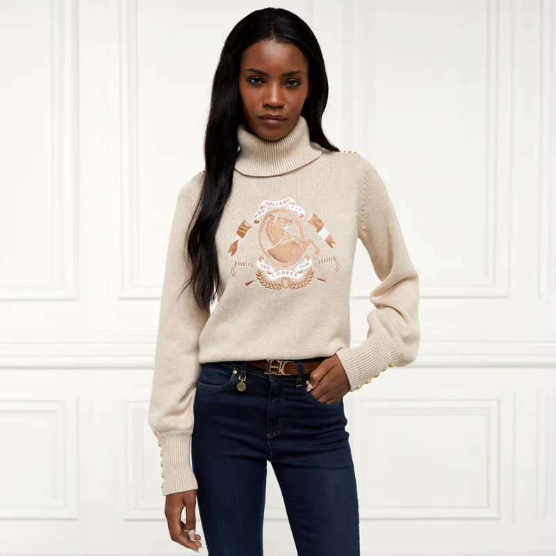 Holland Cooper Tour Roll Neck Knit Ladies Jumper - Camel-4