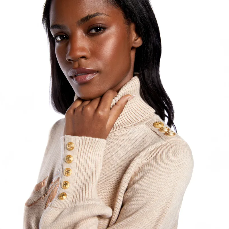 Holland Cooper Tour Roll Neck Knit Ladies Jumper - Camel-3