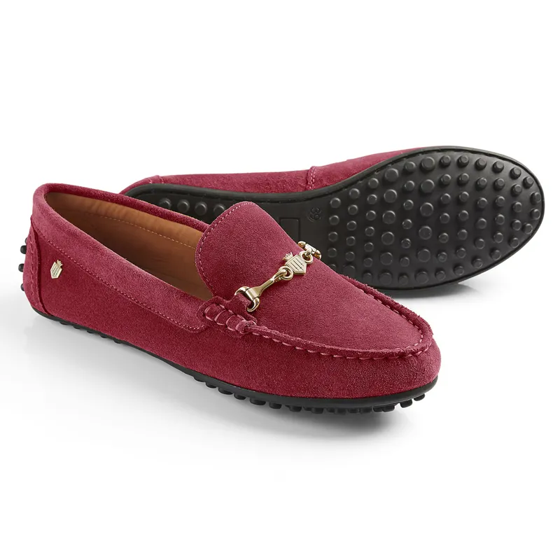 Fairfax and Favor Trinity Driver Shoes - Stockist Exclusive Cherry Suede-4