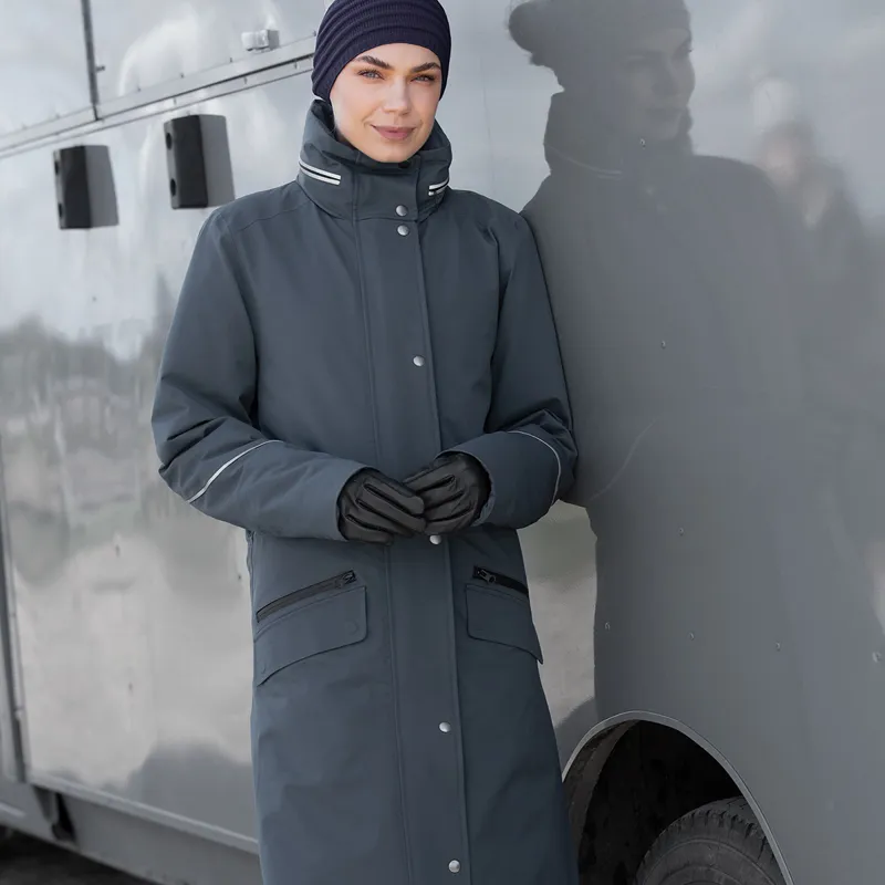 Equetech Utopia Ladies Waterproof Long Riding Coat - Grey-4