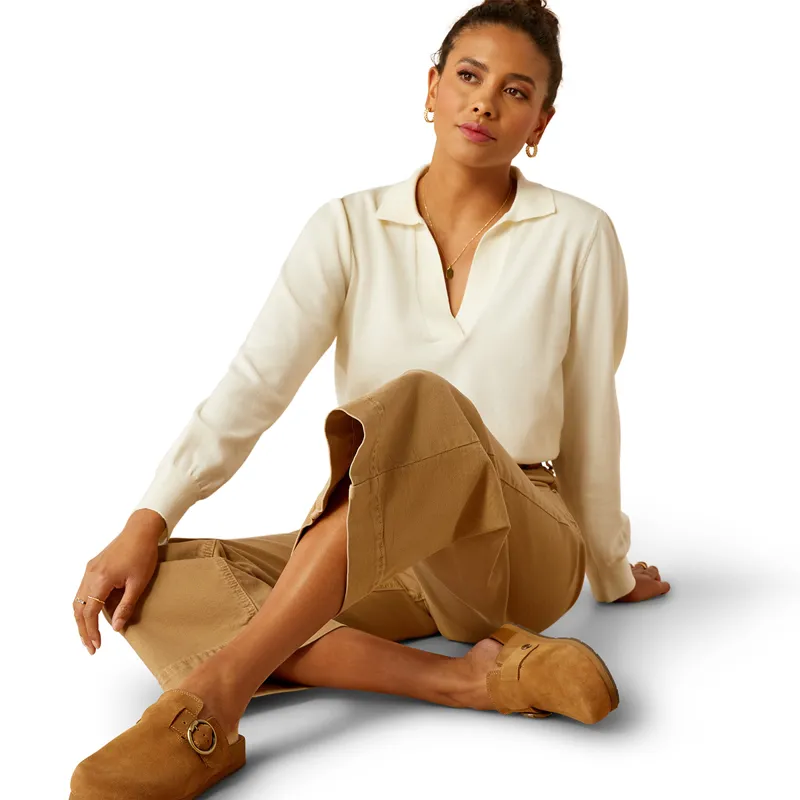 Ariat Ultra High Rise Countryside Womens Wide Legs Jeans - French Khaki-2