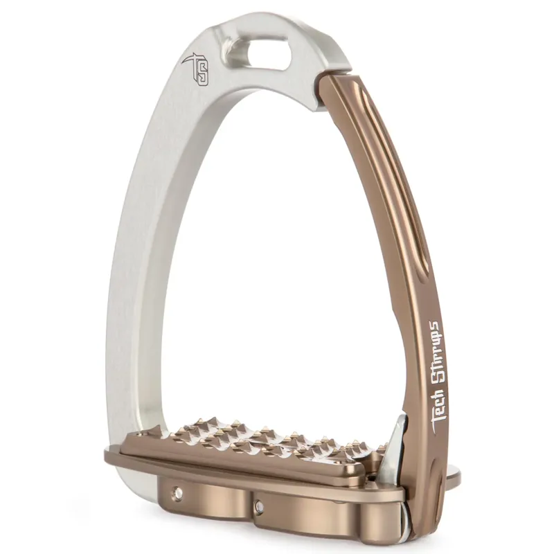Tech Venice Evo Safety Stirrups - Silver/Brown