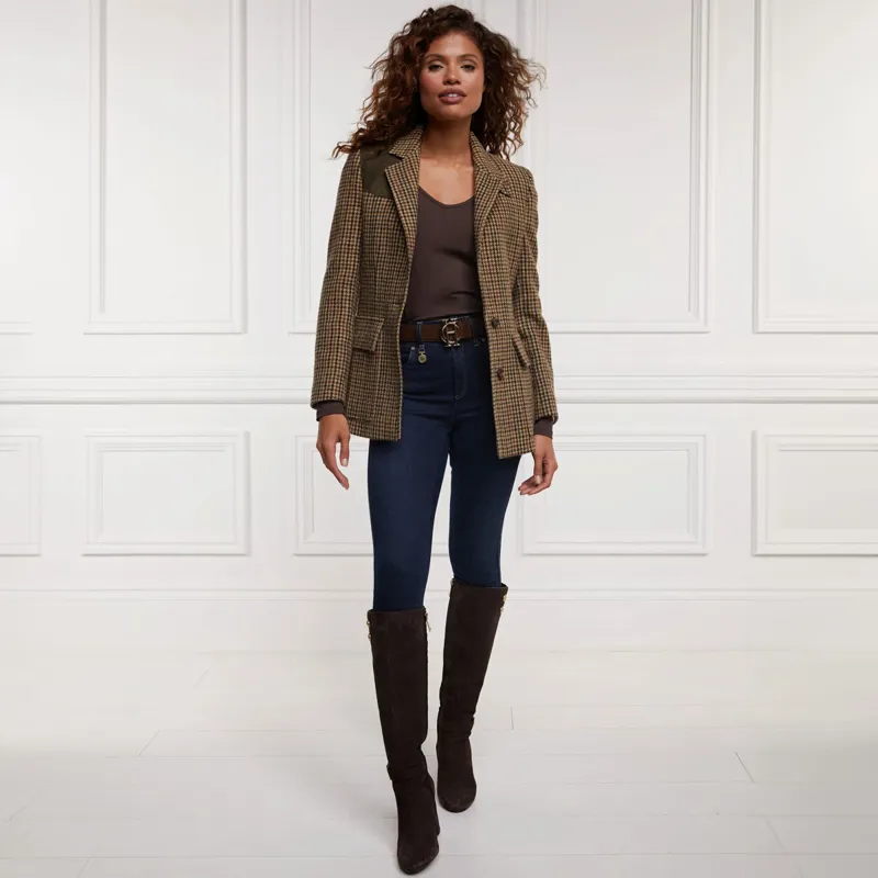 Holland Cooper Long Sleeve V-Neck Ladies Tee - Coffee-2