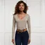 Holland Cooper Long Sleeve V-Neck Ladies Tee - Oatmeal
