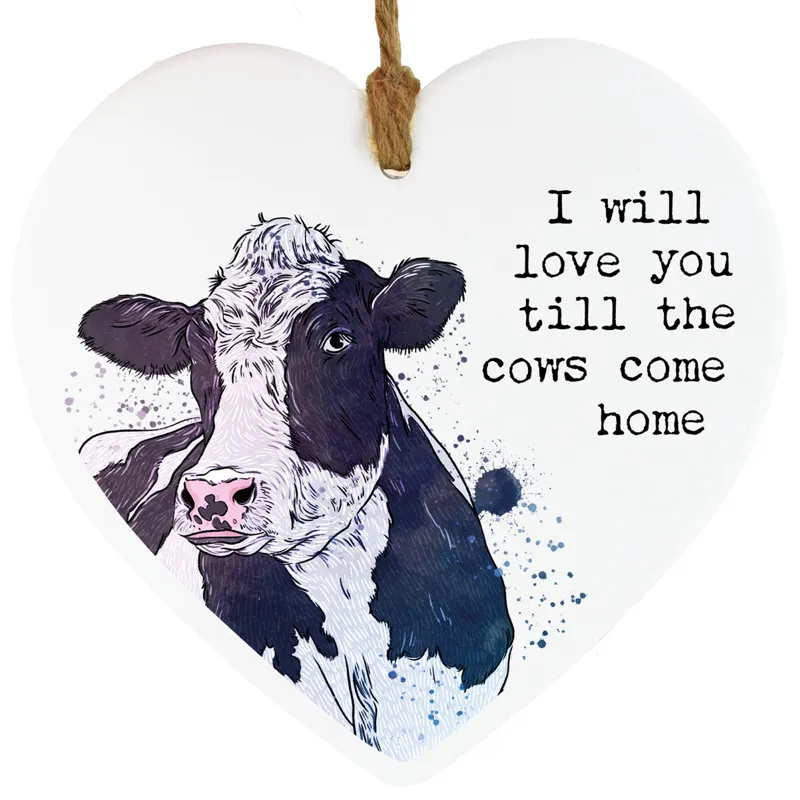 Vivid Squid Ceramic Heart Plaque - Cow Love