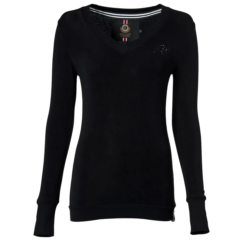 Holland Cooper Soft Touch V-Neck Ladies Show Sweater - Black-1