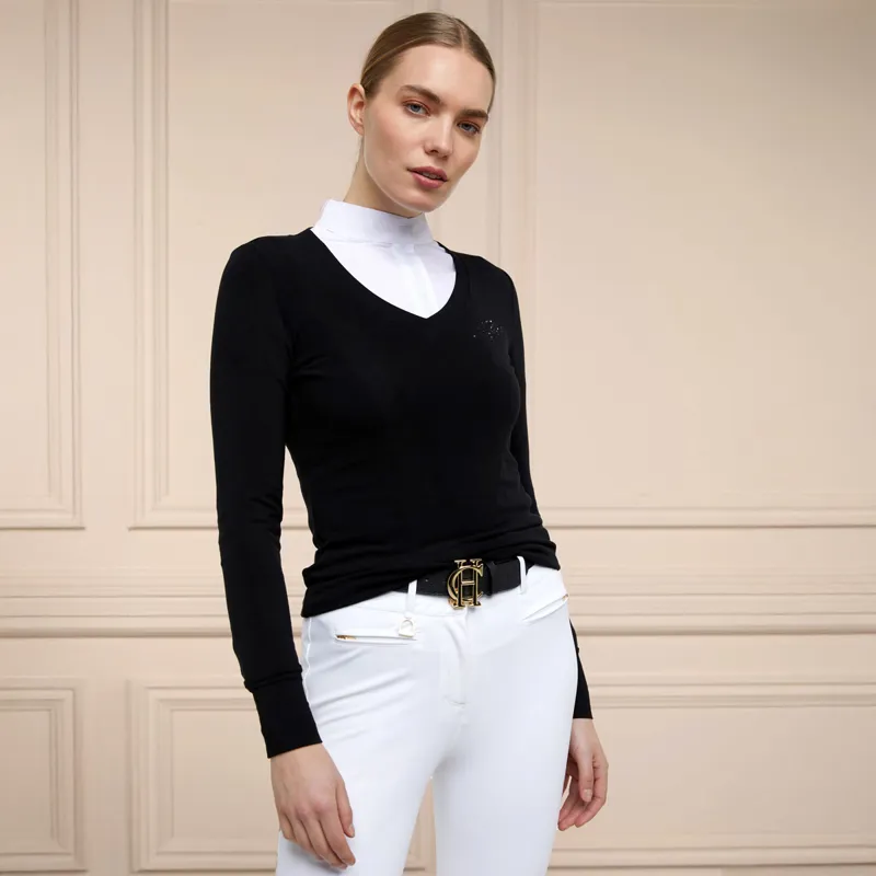 Holland Cooper Soft Touch V-Neck Ladies Show Sweater - Black-6