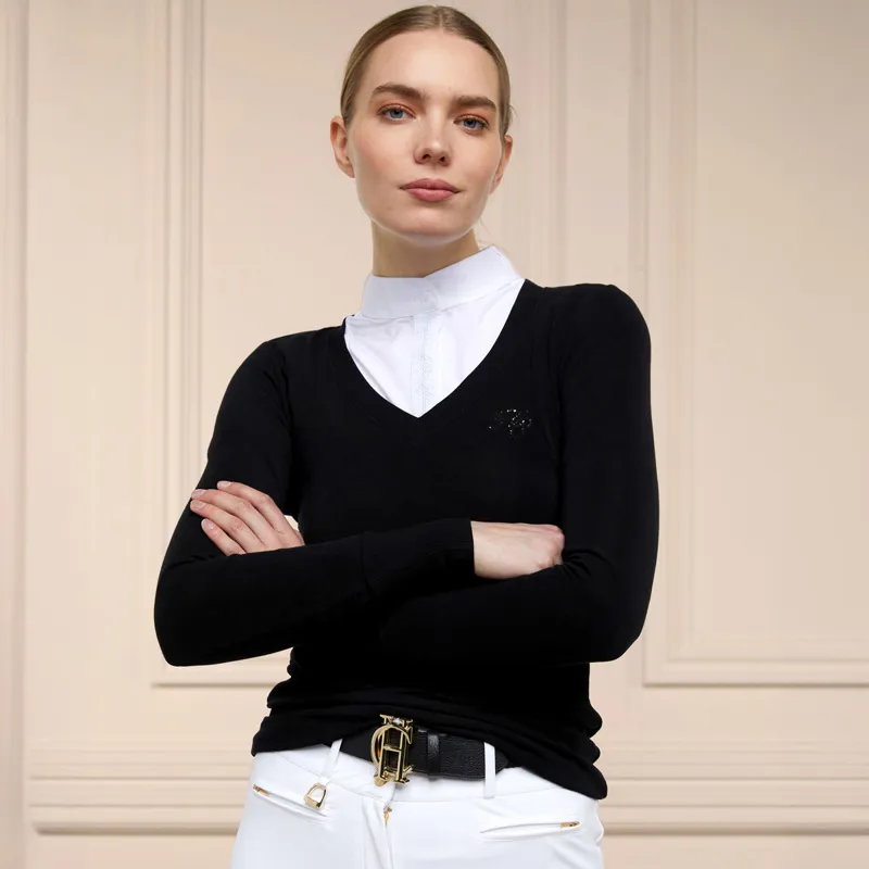 Holland Cooper Soft Touch V-Neck Ladies Show Sweater - Black