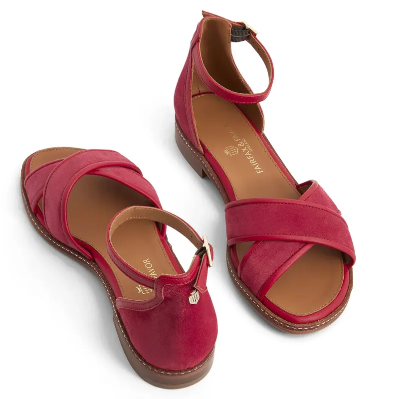 Fairfax and Favor Valencia Sandals - Cherry Suede-3