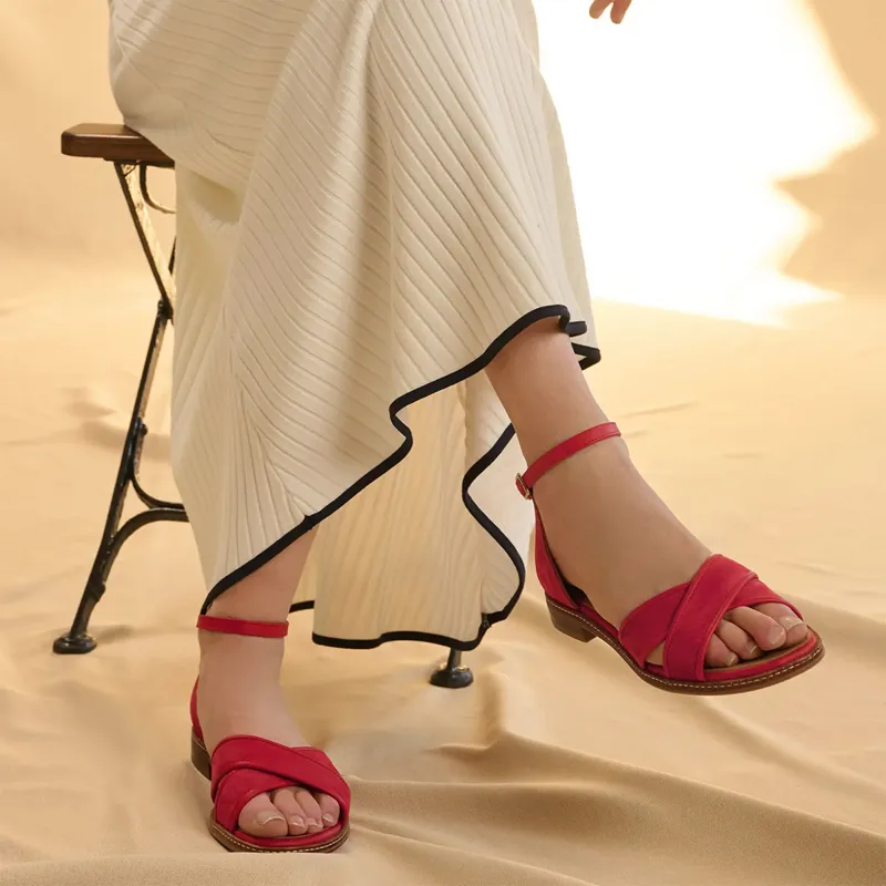 Fairfax and Favor Valencia Sandals - Cherry Suede-2