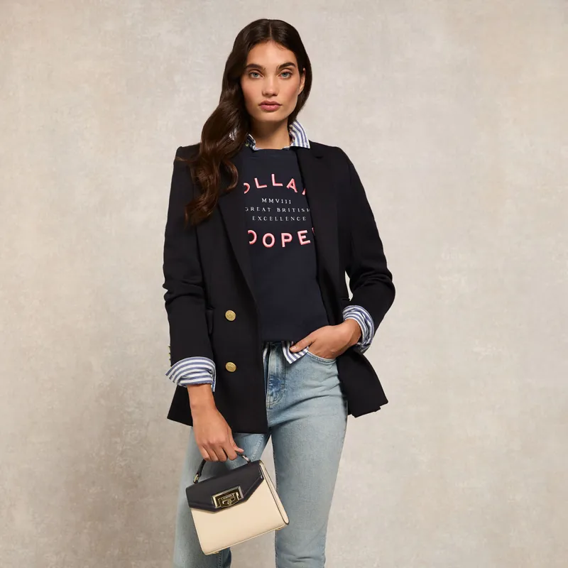 Holland Cooper Varsity Ladies Crew Pullover - Ink Navy-5