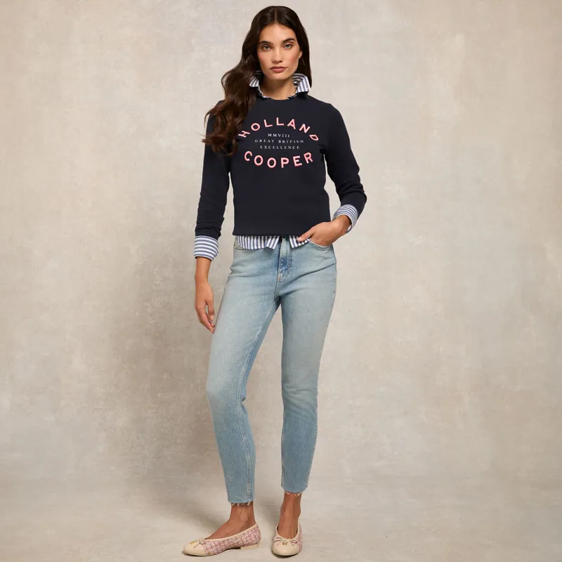 Holland Cooper Varsity Ladies Crew Pullover - Ink Navy-8